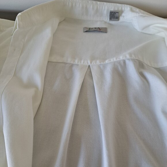 Italy Bosa Le Collezioni Piqué White Stylish Cotton Men Shirt VTG Size L Tall - Picture 9 of 11
